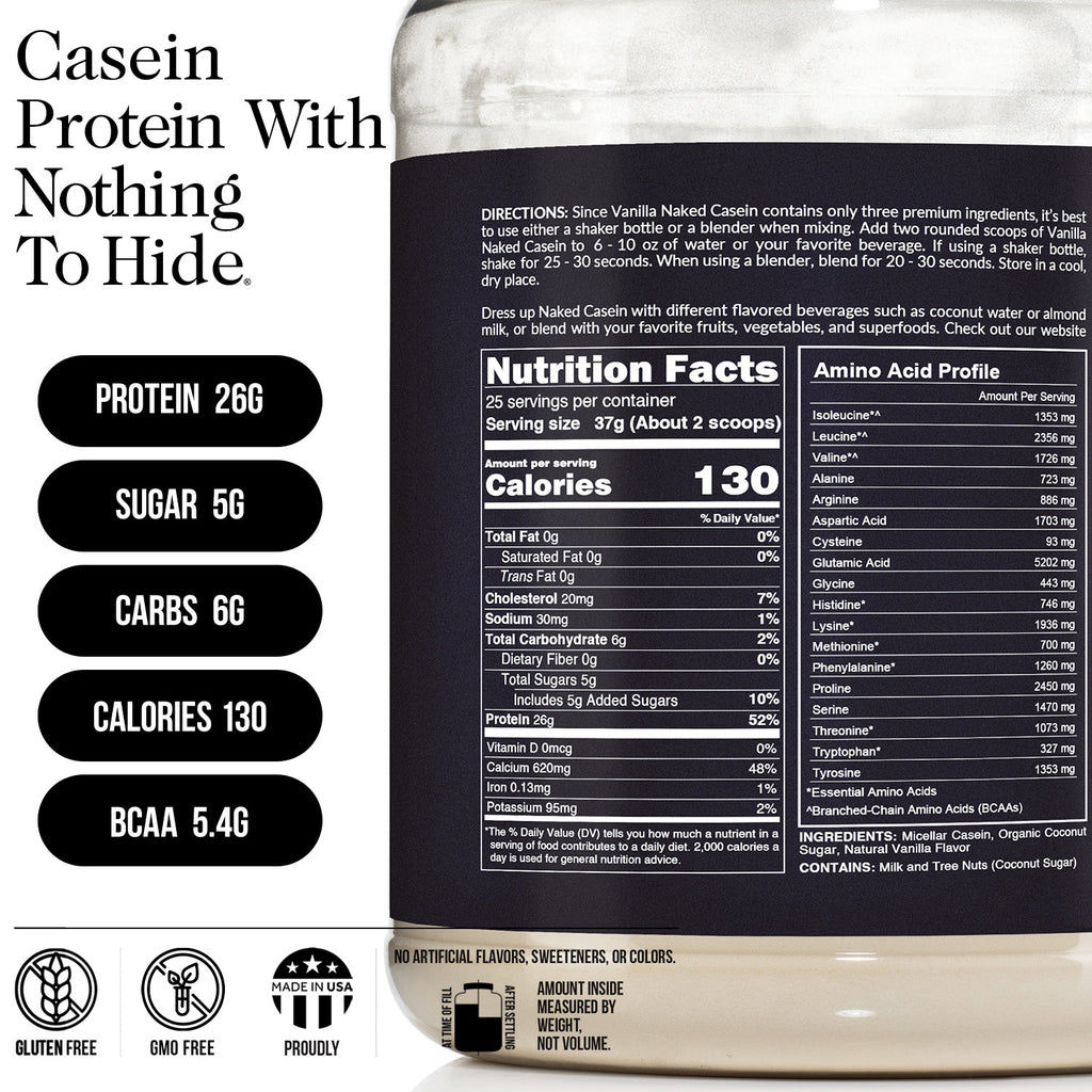 Vanilla Casein Protein Powder | Naked Vanilla Casein 2LB
