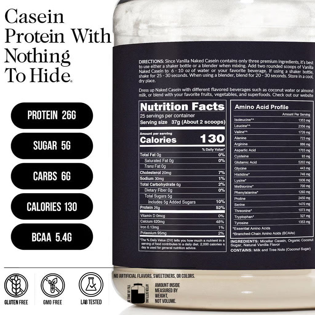 vanilla casein nutrition facts