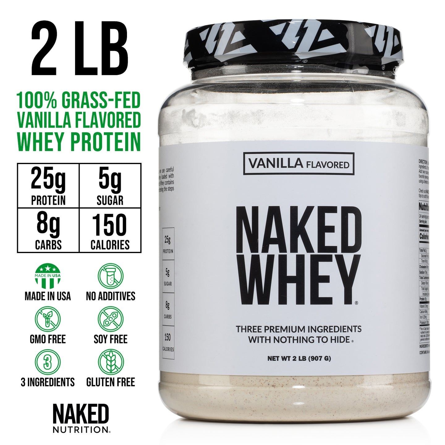 Vanilla Whey Protein Powder 2lb - Naked Whey