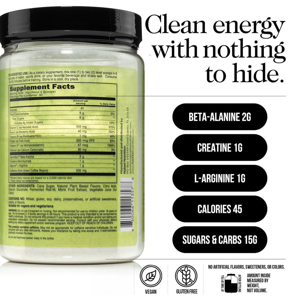 Suplemento preentrenamiento con cítricos | Naked Energy - 30 porciones