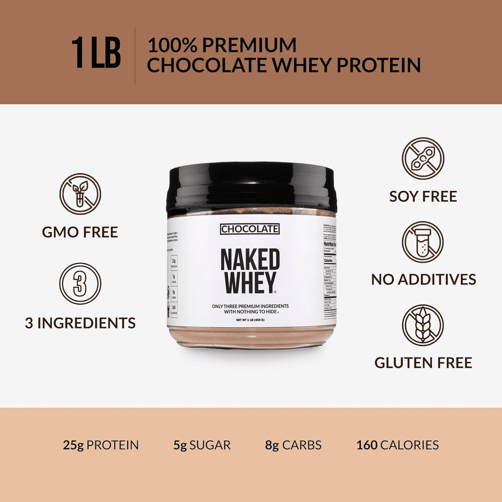 Chocolate Whey Protein Powder 1lb | Naked Chocolate Whey - 1LB