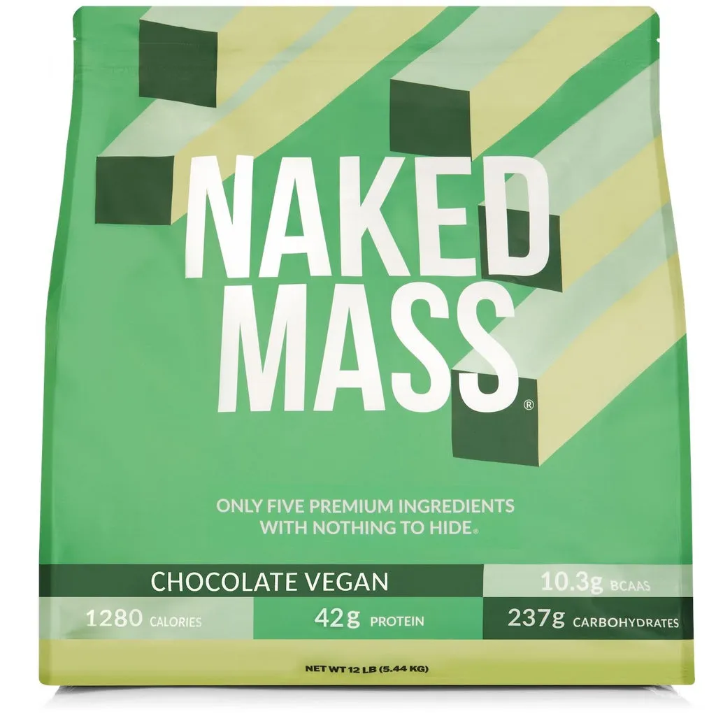 Chocolate Vegan Mass Gainer Supplement | Naked Vegan Mass - 12LB
