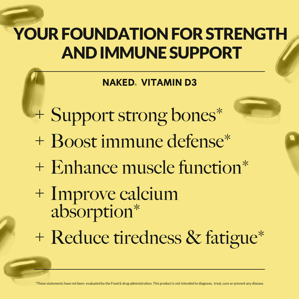 Daily Vitamin D3 Supplement | Naked Vitamin D - 200 Capsules