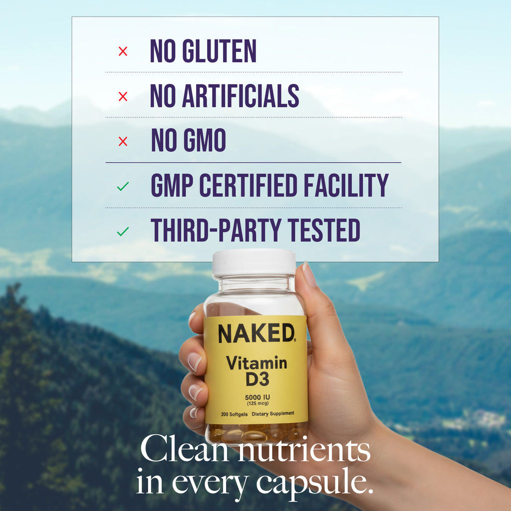 Daily Vitamin D3 Supplement | Naked Vitamin D - 200 Capsules
