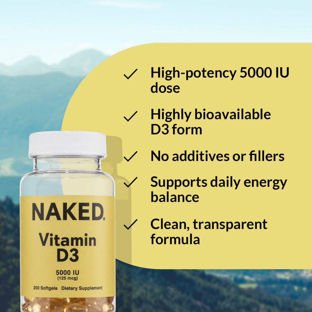 Daily Vitamin D3 Supplement | Naked Vitamin D - 200 Capsules