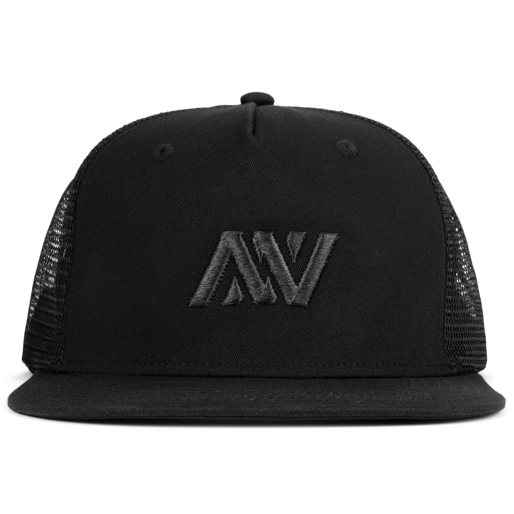 Gorra de camionero con cierre trasero tipo snapback de Naked Nutrition, color negro sobre negro