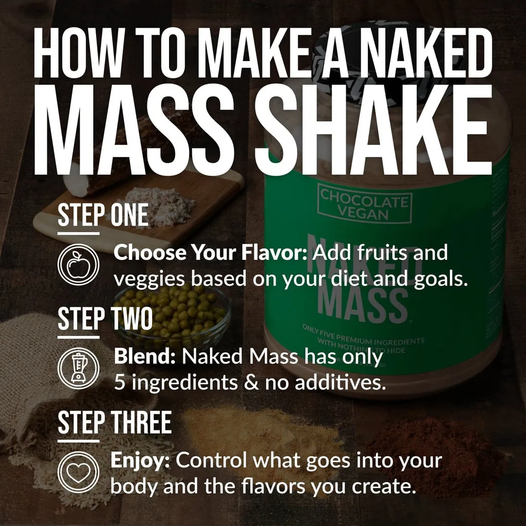 Chocolate Vegan Mass Gainer Supplement | Naked Vegan Mass - 12LB