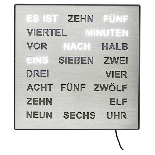 AMS Tischuhr Metall • Intelligente Wortanzeige • Modernes Design