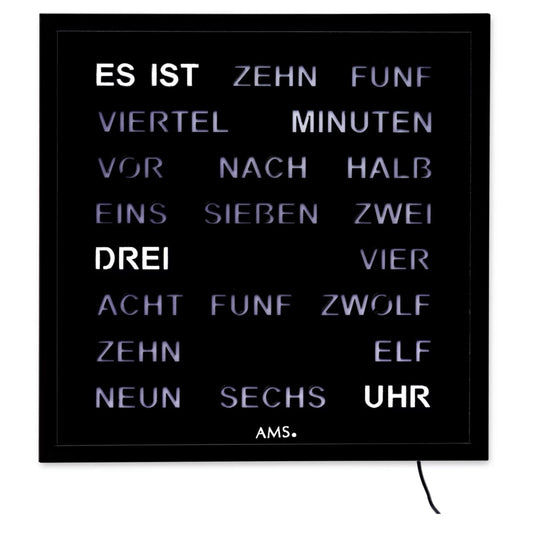AMS Wanduhr 40x40 cm Metall • Geräuschloses Quarzwerk • Modernes Design