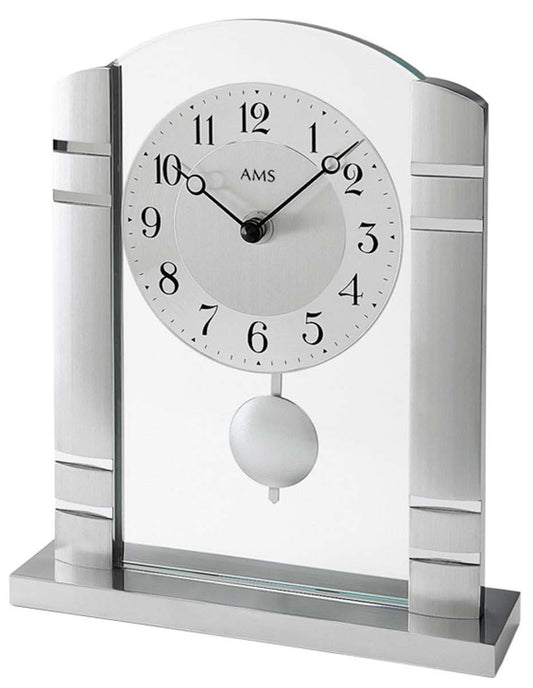 AMS Tischuhr 23x19x4 cm Metall • Modernes Design • Geräuschloses Quarzwerk