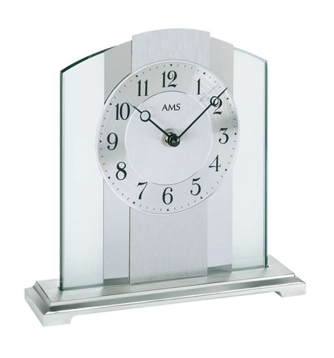 AMS Tischuhr 20x20x6 cm Metall • Modernes Design • Präzises Quarzwerk