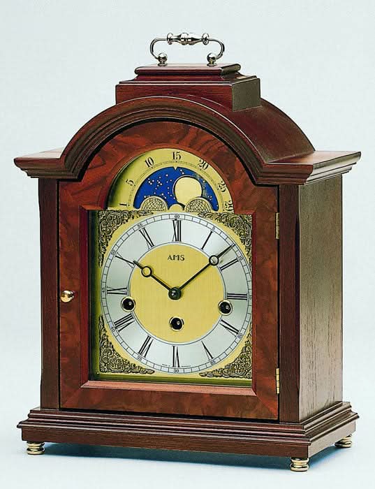 AMS Tischuhr 30x21 cm Holz • Edles Holzgehäuse • Präzises Mechanikwerk