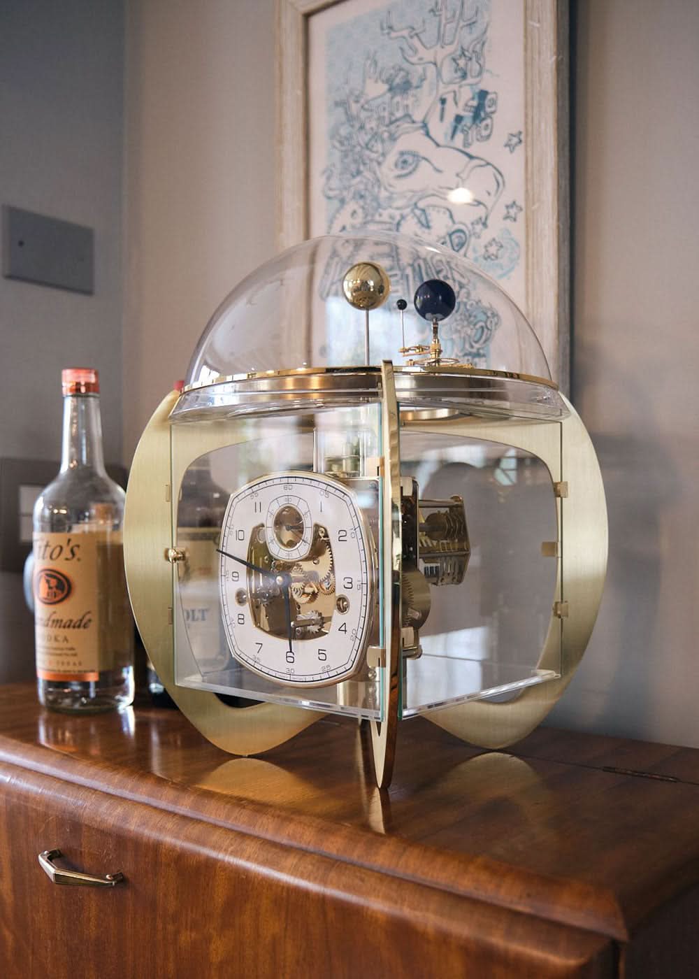 Hermle Table Clock 37x34x34 cm Brass • Tellurium Function • Westminster Chime