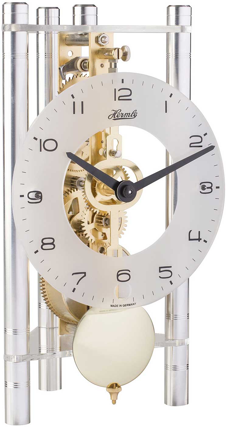 Hermle Table Clock 19.5x11x6 cm Brass • Silent Movement • Mechanical 8-Day Movement