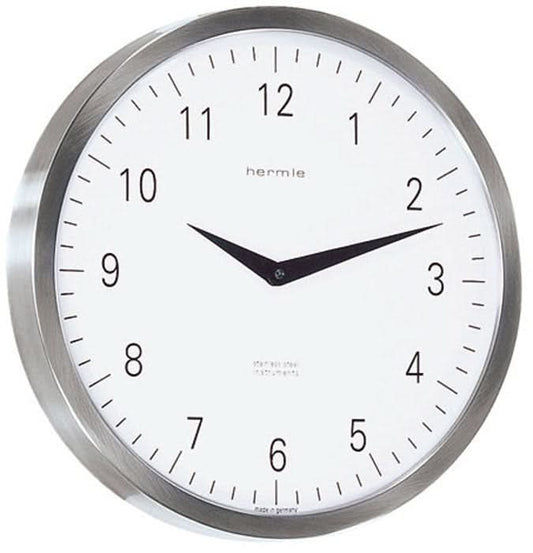 Hermle Wanduhr 30x30x4 cm Edelstahl • Funkgesteuert • Zeitloses Design