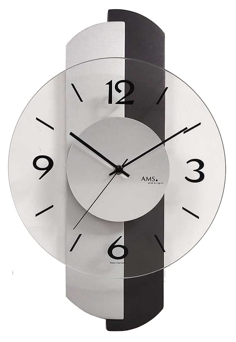 AMS Wanduhr 42x27x6 cm Holz • Modernes Quarzwerk • Made in Germany