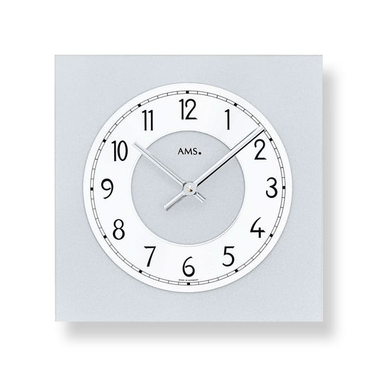 AMS Wanduhr 25x25x3 cm Glas • Modernes Design • Präzises Quarzwerk