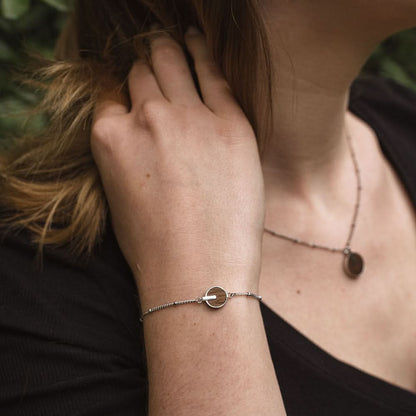 Opaque Bracelet with Round Wood Pendant - Wood Core Model: Jewelry