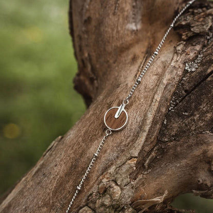 Opaque Bracelet with Round Wood Pendant - Wood Core Model: Jewelry