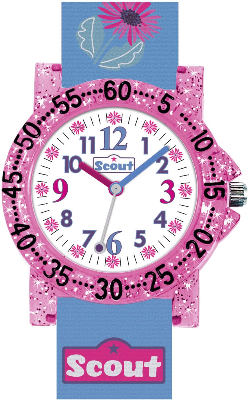 Scout Amici 280375027 Mädchen-Uhr • Lernuhr • Pferde & Blumen