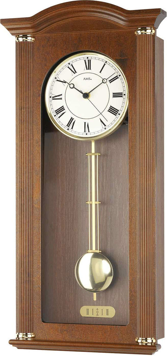AMS Wall Clock 64x28x10 cm Walnut • Radio-Controlled • Westminster Chime
