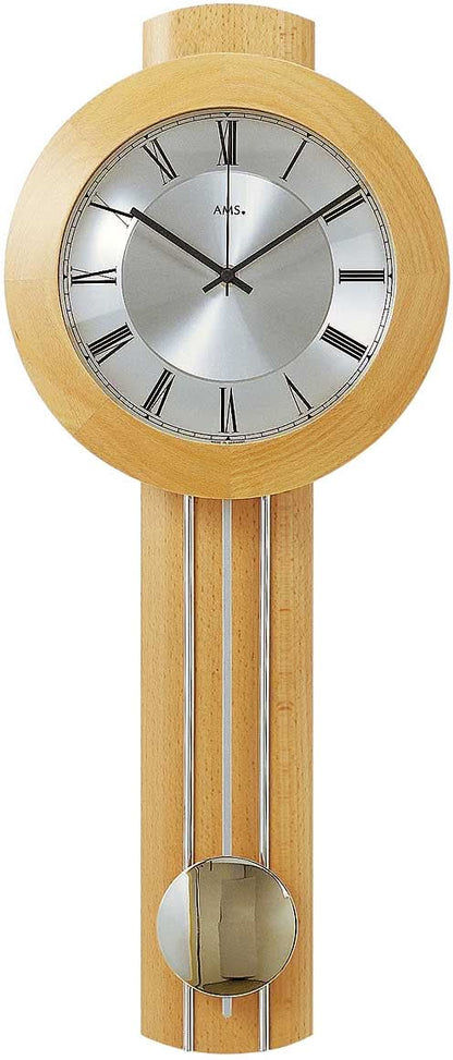 AMS Wall Clock 60x25x10 cm Wood • Radio-Controlled Movement • Solid Beech Wood