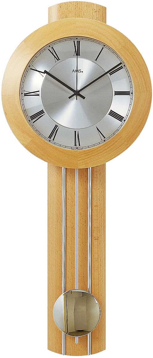 AMS Wanduhr 60x25x10 cm Holz • Funkuhrwerk • Massivholz Buche