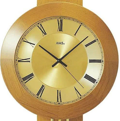 AMS Wanduhr 60x25x10 cm Kirschbaum • Zeitlose Eleganz • Präzises Funkwerk