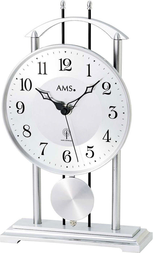 AMS Table Clock 29x17x6 cm Metal • Radio-Controlled Movement • With Pendulum