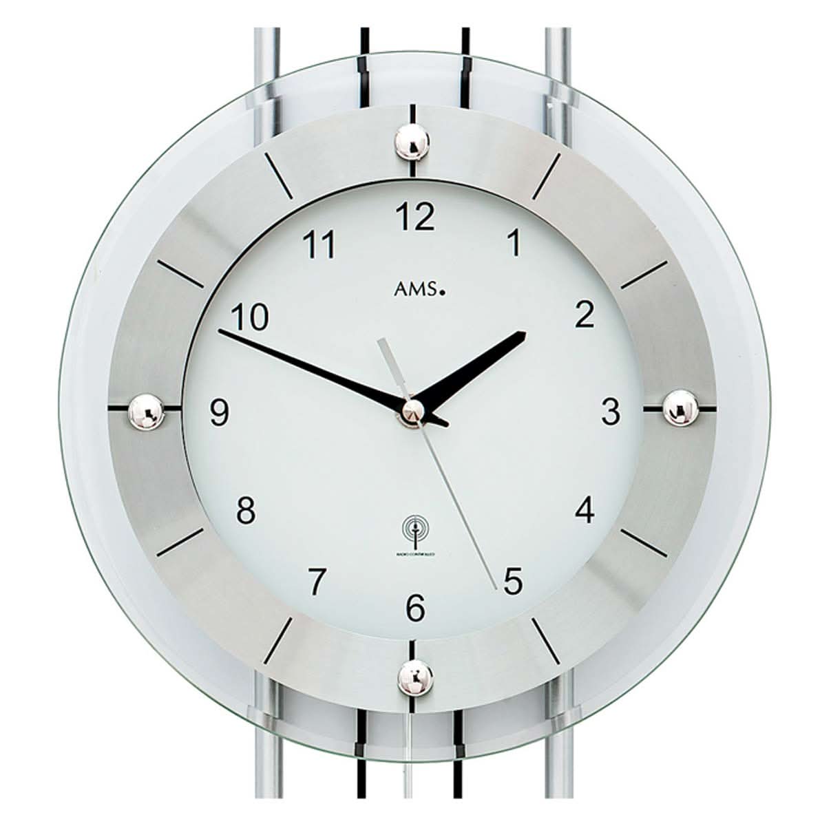AMS Wanduhr 68x24x7 cm Metall • Exaktes Funk-Uhrwerk • Kein Umstellen Sommer/Winterzeit