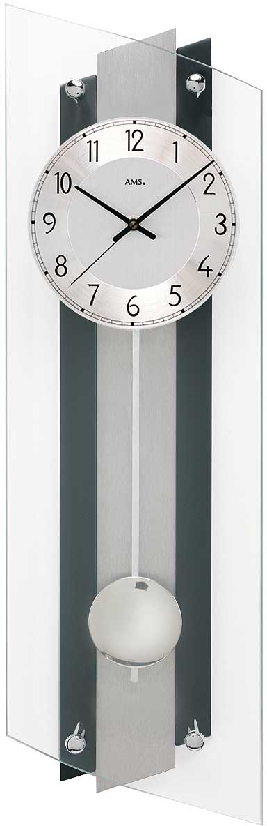 AMS Wanduhr 59x16x10 cm Holz • Funkgesteuert • Modernes Design