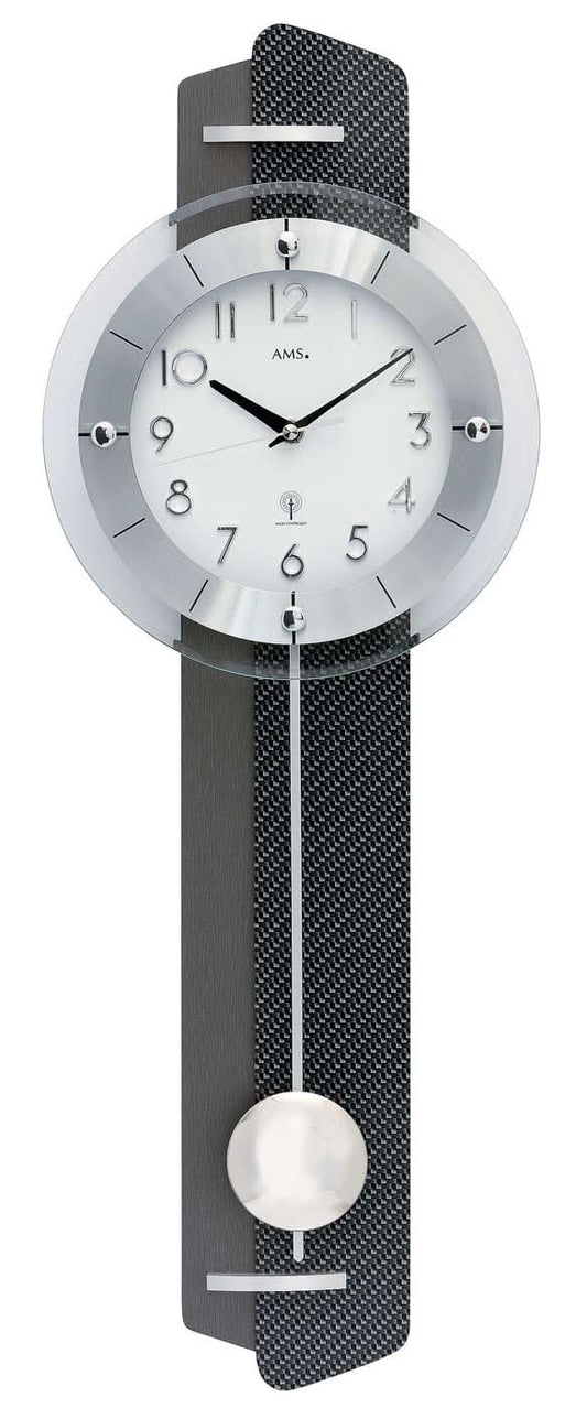 AMS Wanduhr 70x25x7 cm Holz • Funkgesteuert • Modernes Design