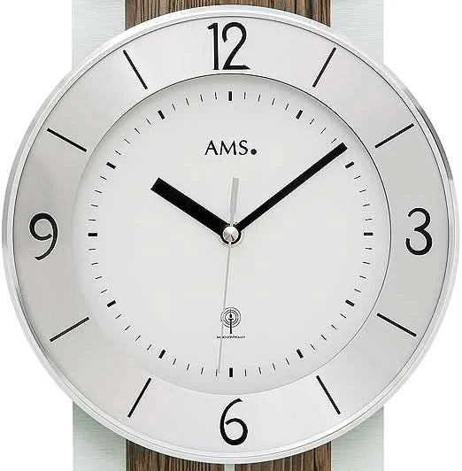 AMS Wall Clock 60x22x7 cm Wood • Radio-Controlled • Modern Design