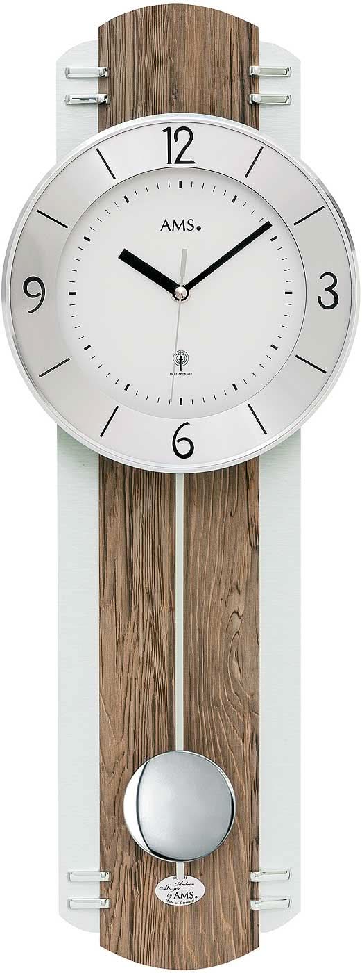 AMS Wall Clock 60x22x7 cm Wood • Radio-Controlled • Modern Design