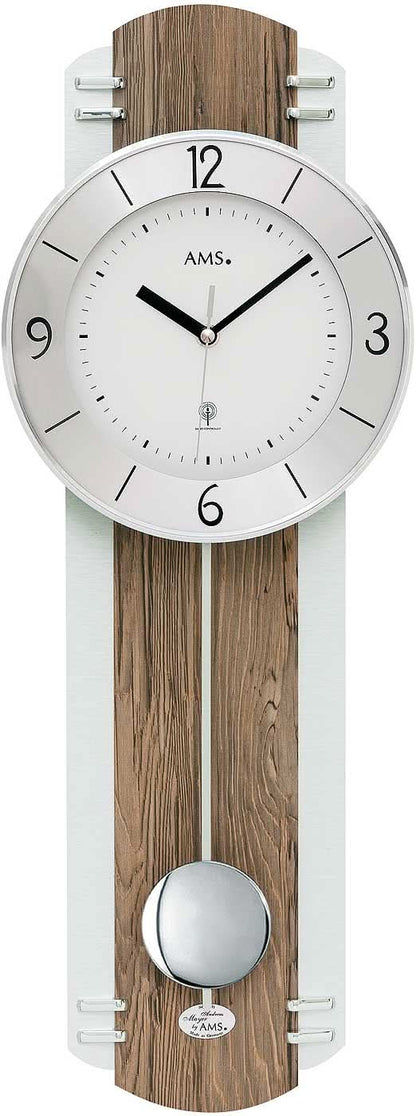 AMS Wall Clock 60x22x7 cm Wood • Radio-Controlled • Modern Design