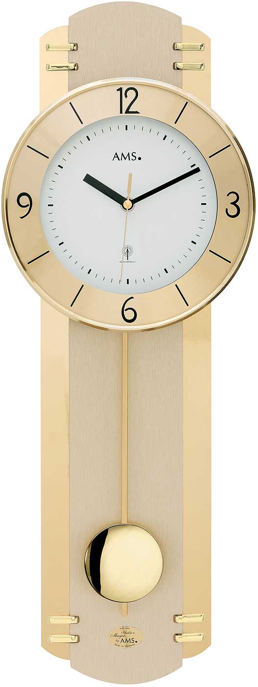 AMS Wanduhr 60x22x7 cm Holz • Funkgesteuert • Elegantes Design
