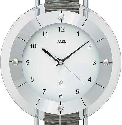 AMS Wanduhr 60x24x6 cm Holz • Präzises Funkpendelwerk • Modernes Design
