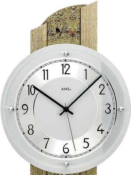 AMS Wall Clock 34x24x5 cm Wood • Modern Design • Cuckoo Call
