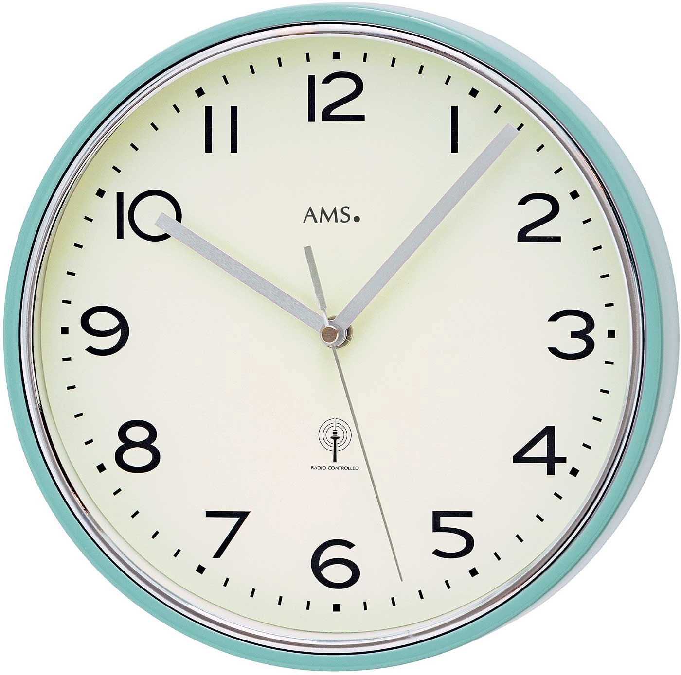 AMS Wanduhr 25 cm Ø Metall • Funkgesteuert • Präzises Quarzwerk