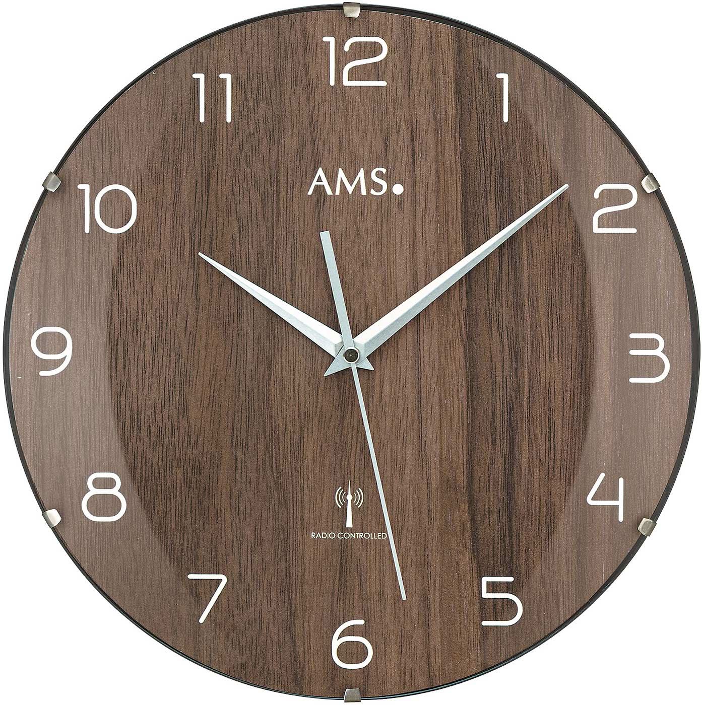 AMS Wanduhr 32 cm Ø Kunststoff • Funkgesteuert • Arabische Ziffern