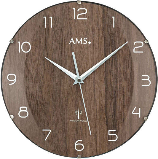 AMS Wanduhr 32 cm Ø Kunststoff • Funkgesteuert • Arabische Ziffern
