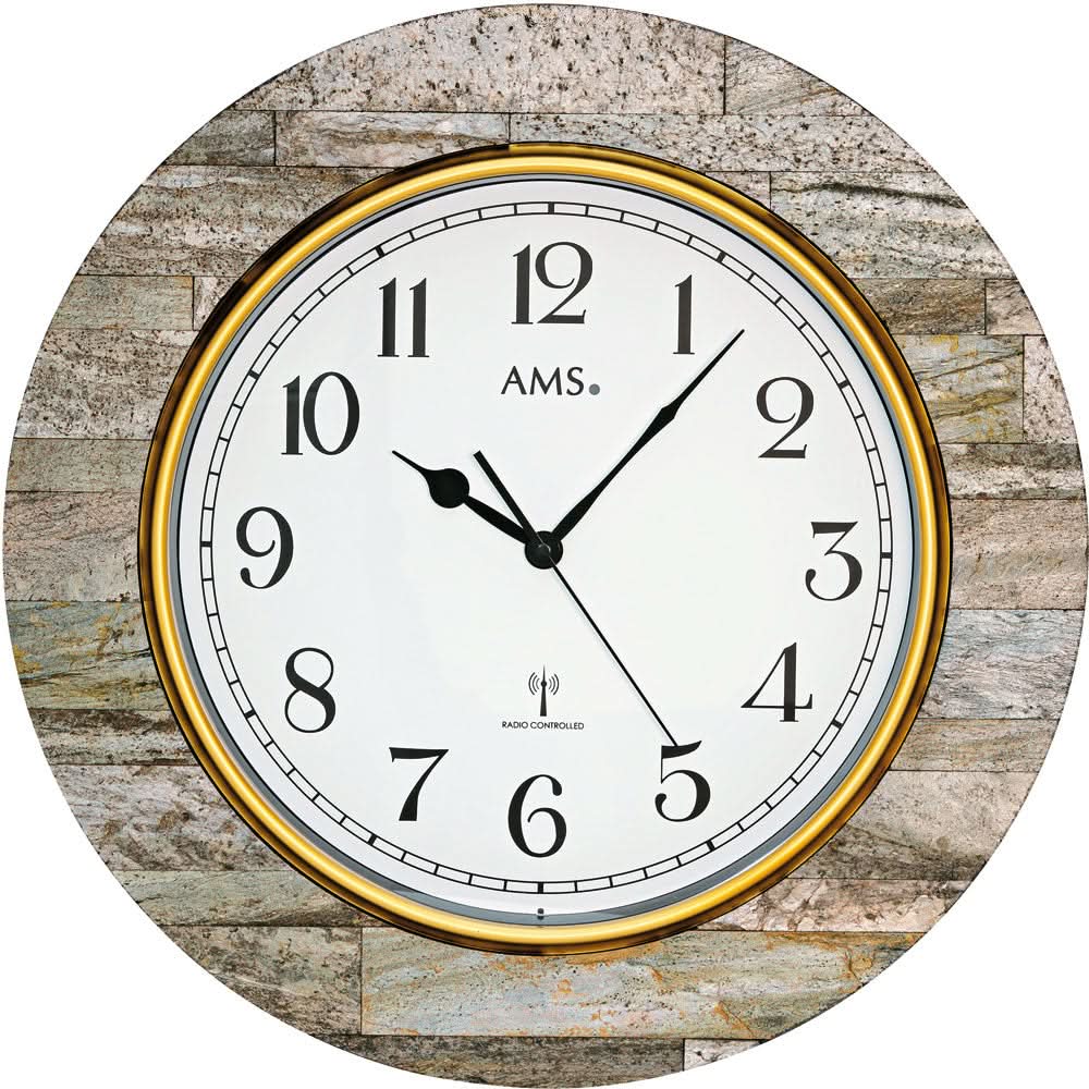 AMS Wanduhr 50x50x5 cm Holz • Funkgesteuert • Zeitloses Design