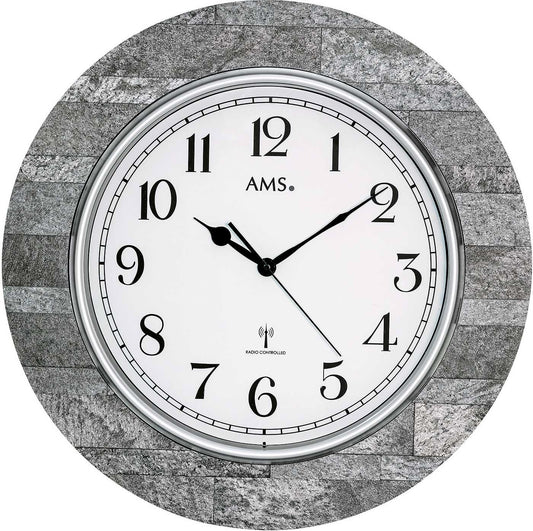 AMS Wanduhr 50 cm Ø Holz • Präzises Funkuhrwerk • Modernes Naturdesign