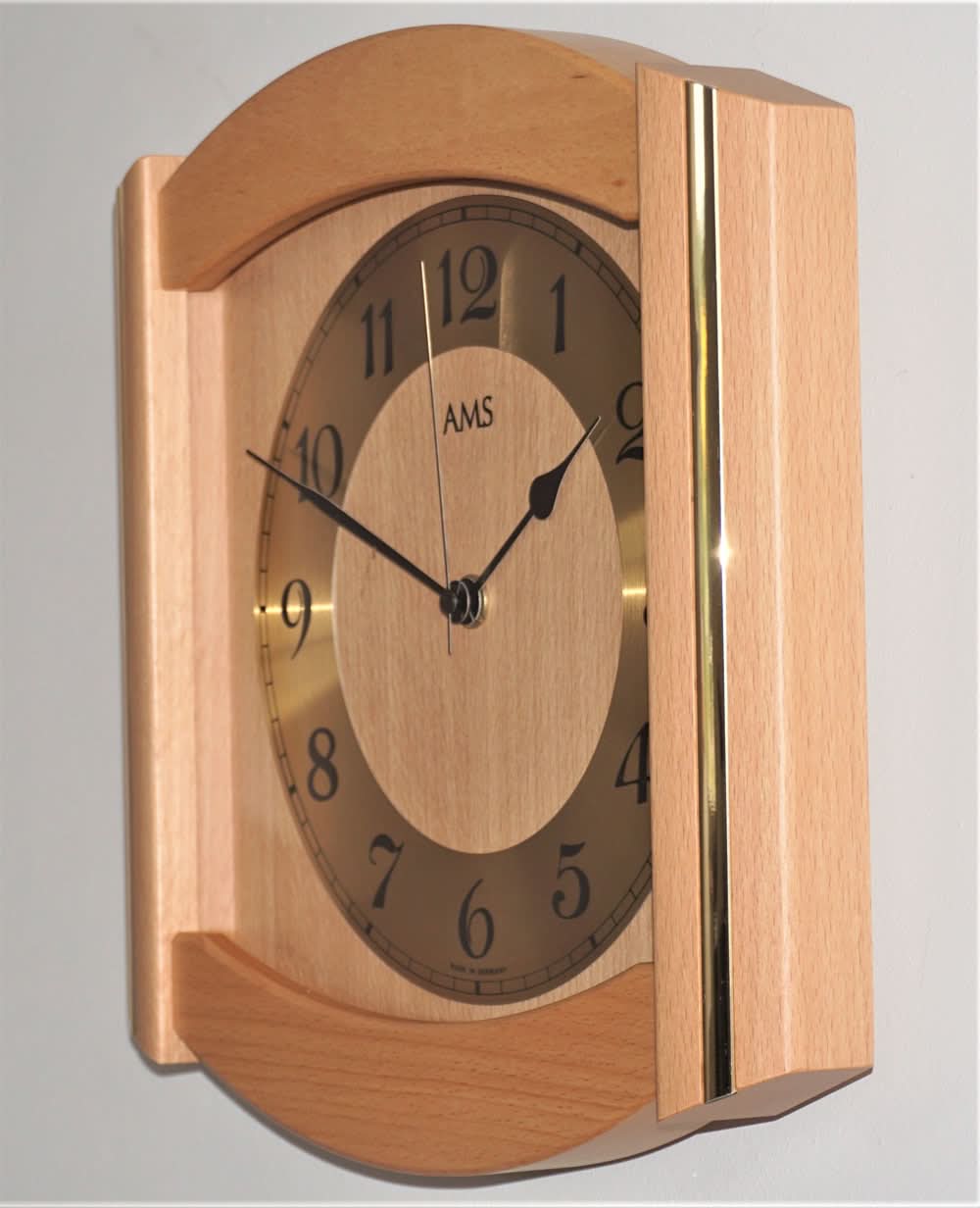 AMS Wall Clock 27x27x5 cm Wood • Silent • Radio-Controlled