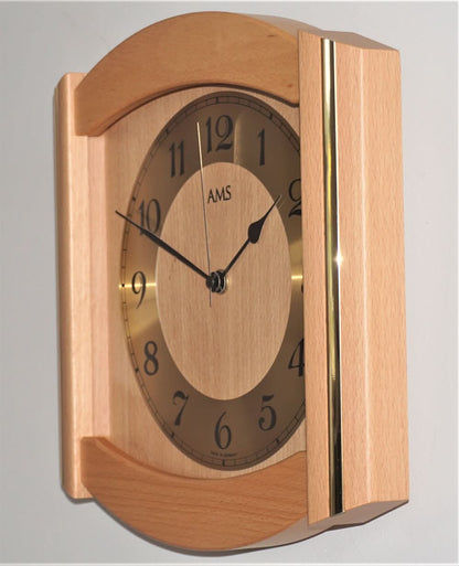 AMS Wall Clock 27x27x5 cm Wood • Silent • Radio-Controlled