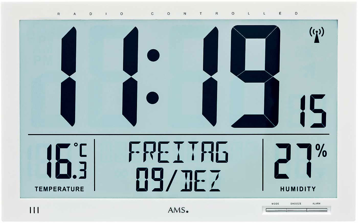 AMS Wall Clock 23x37x3 cm Plastic • Radio-Controlled • Silent