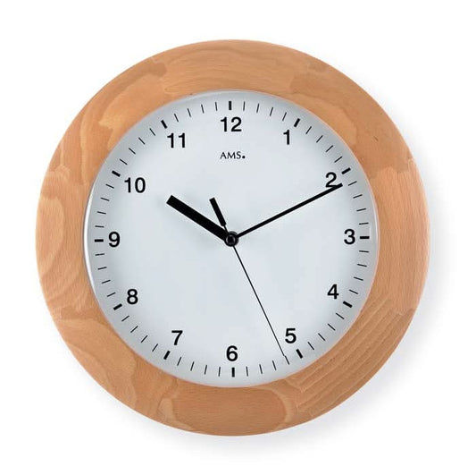 AMS Wall Clock 31x31x5 cm Wood • Radio Controlled • Modern Design