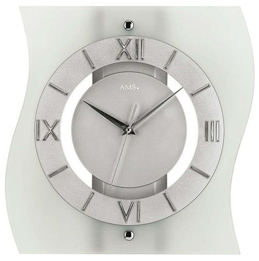 AMS Wanduhr 30x32 cm Holz • Funkgenau • Zeitloses Design