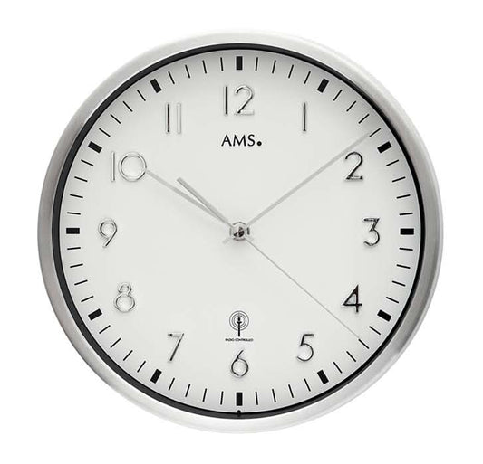 AMS Wall Clock 25 cm Ø Aluminum • Radio Controlled • Modern Design