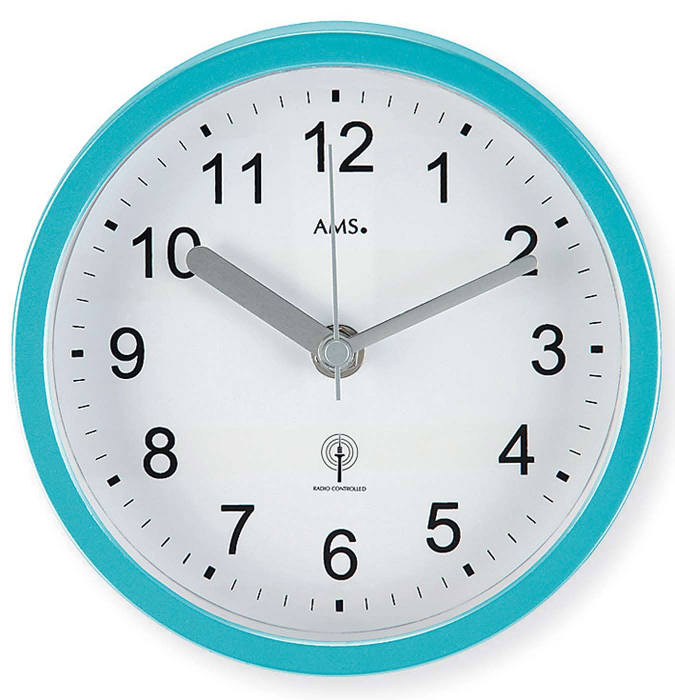AMS Wanduhr 16 cm Ø Kunststoff • Funkgesteuert • Ideal für das Badezimmer